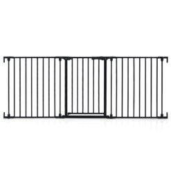 Baby Gate for Stairs Doorways 3-Panel Hardware-Mounted Safety Pet Gate-Black