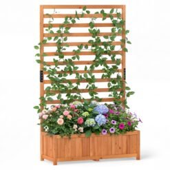 Wooden Raised Garden Bed 150 cm Tall Elevated Planter Box with Vertical Trellis-Orange