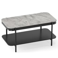 Modern Rectangular Coffee Table 2-Tier Center Table-Grey