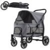 Large Dog Stroller with All-terrain Wheels and Adjustable Mesh Canopy-Grey