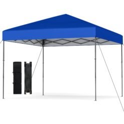 300 x 295 cm Pop up Canopy Tent with Portable Carrying Bag and Wind Ropes-Blue