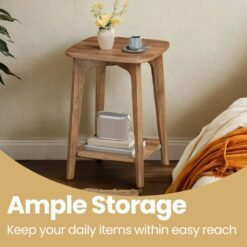 Small End Table, Side Table with Lower Shelf