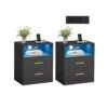 Bedside tables with charging station and LED lighting Ink Black