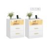 Bedside tables with charging station and LED lighting Cloud White