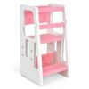 Kids Non-slip Kitchen Step Stool with Double Safety Rails-Pink