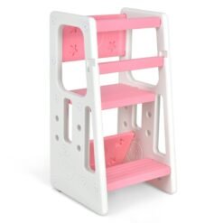 Kids Non-slip Kitchen Step Stool with Double Safety Rails-Pink