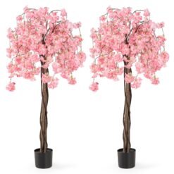 163CM Tall Artificial Cherry Blossom Tree with Flowers Set of 2-Pink