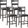 Set of 4 63.5 cm Counter Height Upholstered Bar Stools with Soft Padded Seat