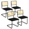 4 Pieces Mid-Century Modern Dining Chair with Cantilever Design