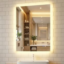 80 x 60 CM Rectangular Wall Vanity LED Bathroom Mirror with Anti-fog