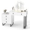Vanity Desk with Mirror and Lights 3 Lighting Modes Adjustable Brightness-White