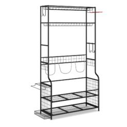 3 Golf Bags Storage Garage Organizer with Wheels 4 Hooks-Black