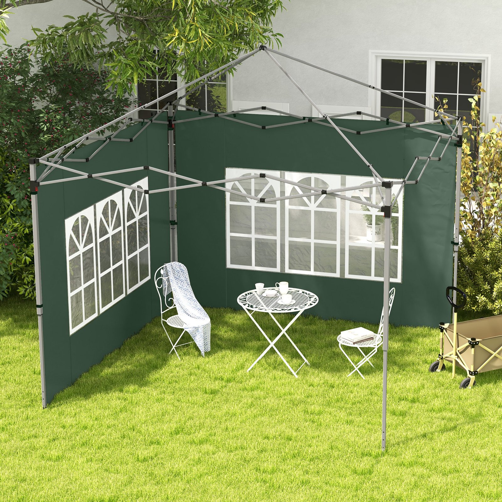 Outsunny Gazebo Side Panels, Sides Replacement with Window for 3x3(m) or 3x4m Pop Up Gazebo, 2 Pack, Green