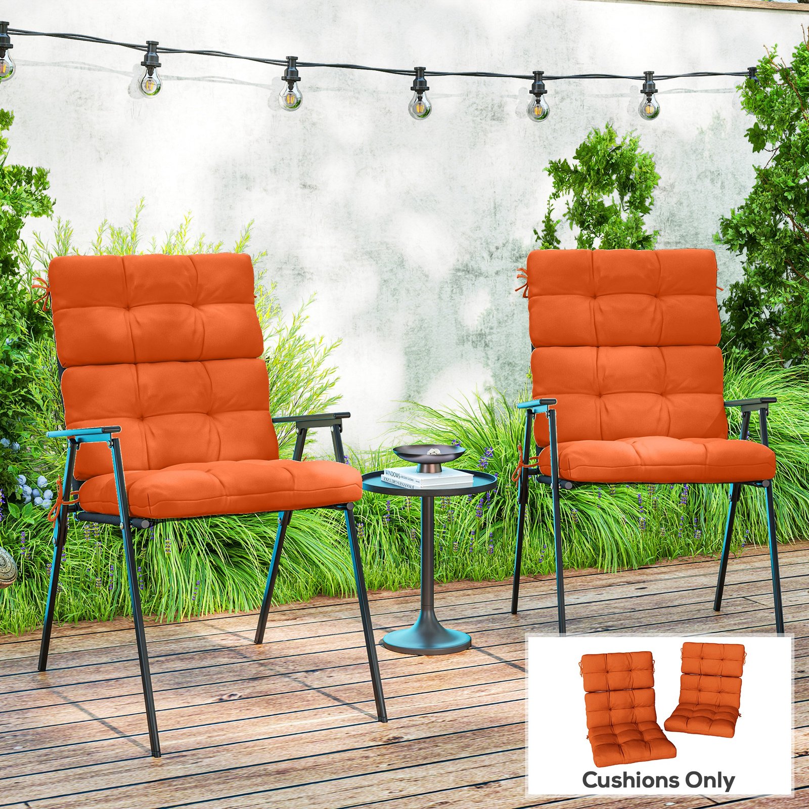 Outsunny Set of Two Padded Outdoor Seat Cushions - Orange