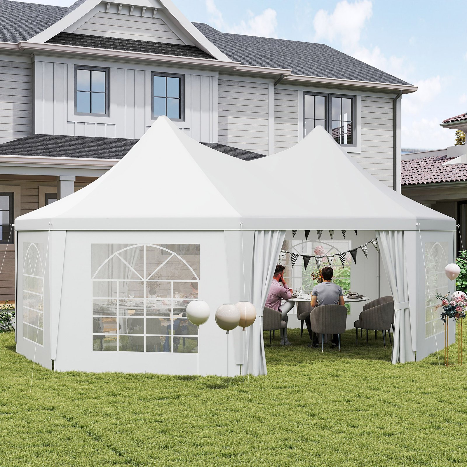 Outsunny 6.8 x 5m Octagonal Marquee Gazebo - White