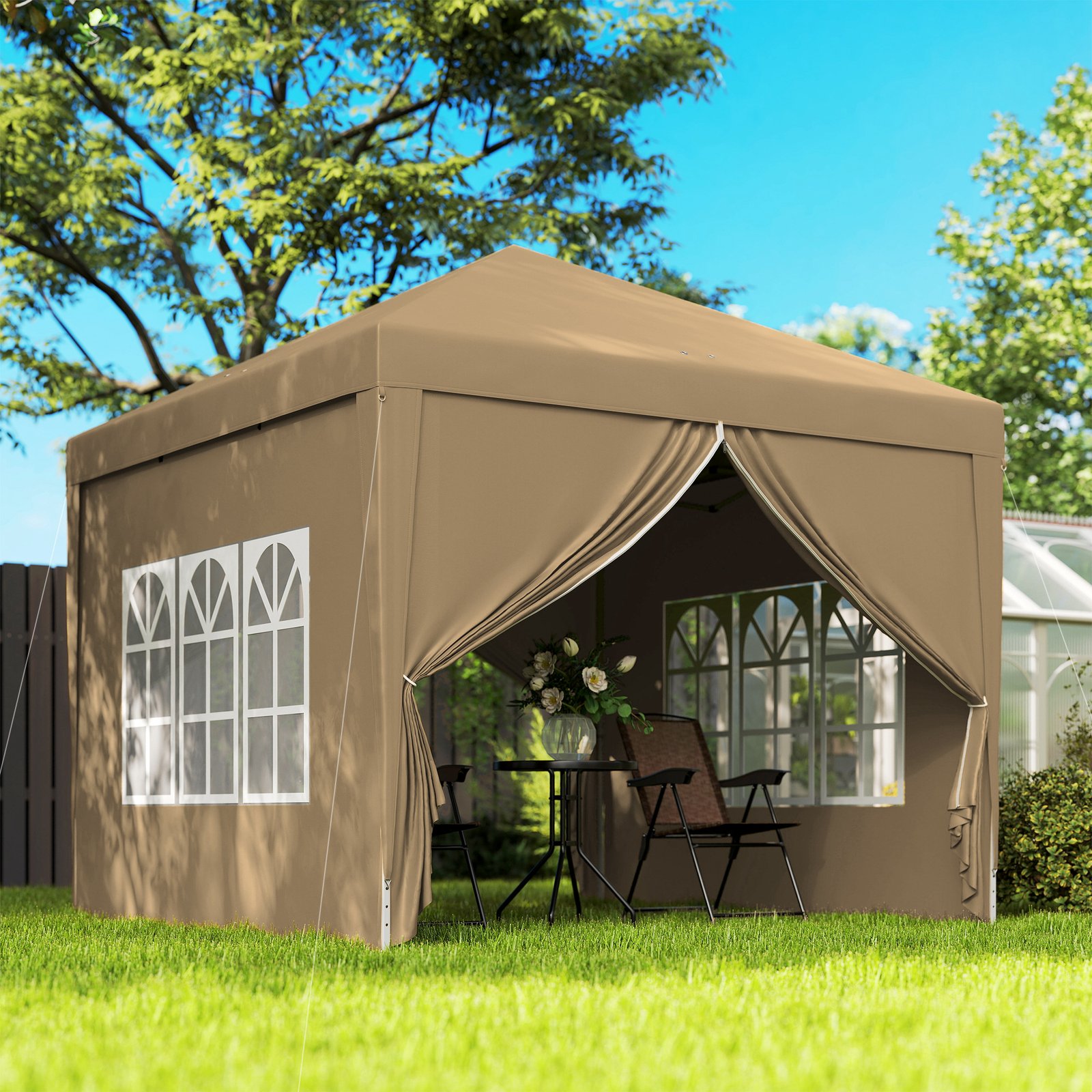 Outsunny 3 x 3(m) Pop Up Gazebo - Khaki