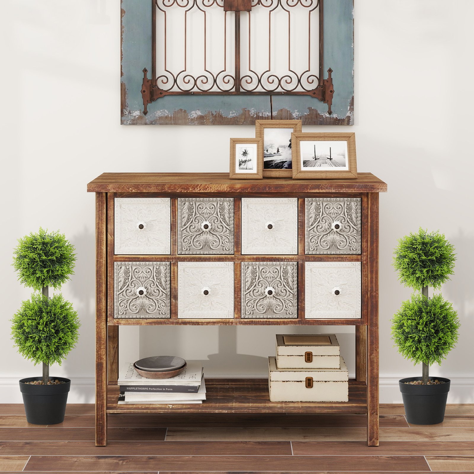 HOMCOM Set of 2 Decorative Artificial Trees, Topiary Ball-shaped Boxwood Trees in Pot, Fake Plants for Home Indoor outdoor Decor, 60cm, 2 Tree Balls