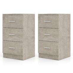 3-Drawer Dresser Cabinet Set of 2 with Anti-Toppling Device-Grey
