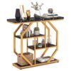100CM 4-Tier Modern Entryway Table with Storage Shelves for Hallway-Black & Gold