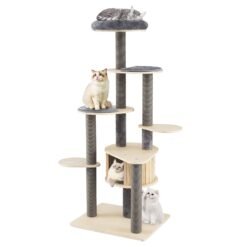 172 CM Tall Cat Tree with Comfy Padded Top Perch-Grey