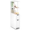 Slim Bathroom Storage Cabinet Small Corner Floor Cabinet with Open Shelves-White