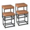 Bar Stools Set of 4 with PVC Leather Cushion Brown