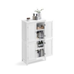 Bathroom Cabinet with 4 Doors Adjustable Shelves White