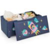 Upholstered Kids Toy Storage Box for Bedroom Nursery Playroom-Navy Blue