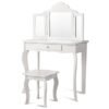 Kids Vanity Makeup Table Set Princess Makeup Dressing Table with Stool-White