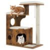 86 cm Cat Tree Medium Cat Tower with 3 Beds and Cave Gray and White