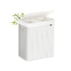 Laundry Basket with Lid Volume 100L White