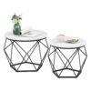Set of 2 Round Coffee Tables Cloud White and Ink Black