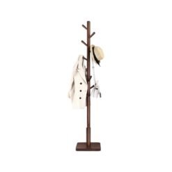 Coat Rack Solid Wood Coat Stand with 8 Hooks for Coats Dark Walnut