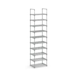 Shoe Rack 10-Tier Metal Shoe Storage Organiser 30 x 45 x 174 cm Grey