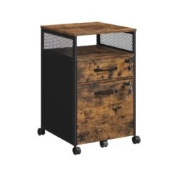 Filing Cabinet Mobile File Cabinet with 2 Lockable Drawers Rustic Brown and Ink Black