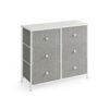 Chest of Drawers 6 Fabric Drawers with Metal Frame Light Grey and White