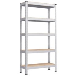 5-Tier Shelving Unit with 650 kg Capacity Silver