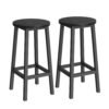 Bar Stool Set of 2 Round Chair Steel Frame Classic Beige and White Oak