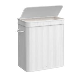 Laundry Hamper with Lid with Handles White