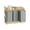 3-Compartment Laundry Basket, 150L with Shelf & Pockets, Dove Grey