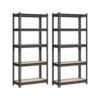 Set of 2 5-Tier Shelving Unit Storage Shelves 30 x 75 x 150 cm Load 875 kg Black