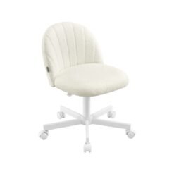 Office Chair Swivel Makeup Vanity Desk Chair Teddy Fleece Cream White