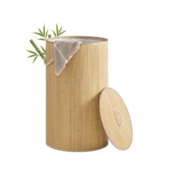 Laundry Basket with Lid 90 L Natural Color