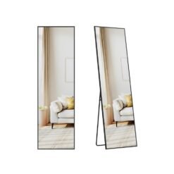 Full Length Mirror Rectangle Full Body Floor Mirror with Stand 150 x 40 cm Matte Black