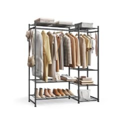 Open Wardrobe Clothing Rack with 7 Shelves Black