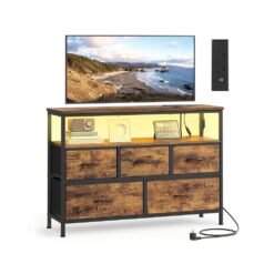 Chest of Drawers Storage Unit Non-Woven FabricRustic Brown and Ink Black