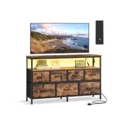 Chest of Drawers with Non-Woven Fabric Rustic Brown and Ink Black