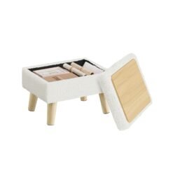 Storage Ottoman Foot Stool 30 x 40 x 29 cm Cream White