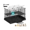 2-Tier Small Animal Playpen Cage with Waterproof Mat 35 Panels 93 x 63 x 61.5 cm Ink Black