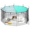 Small Animal Playpen with Roof 8 Panels 138 x 138 x 60 cm Ink Black